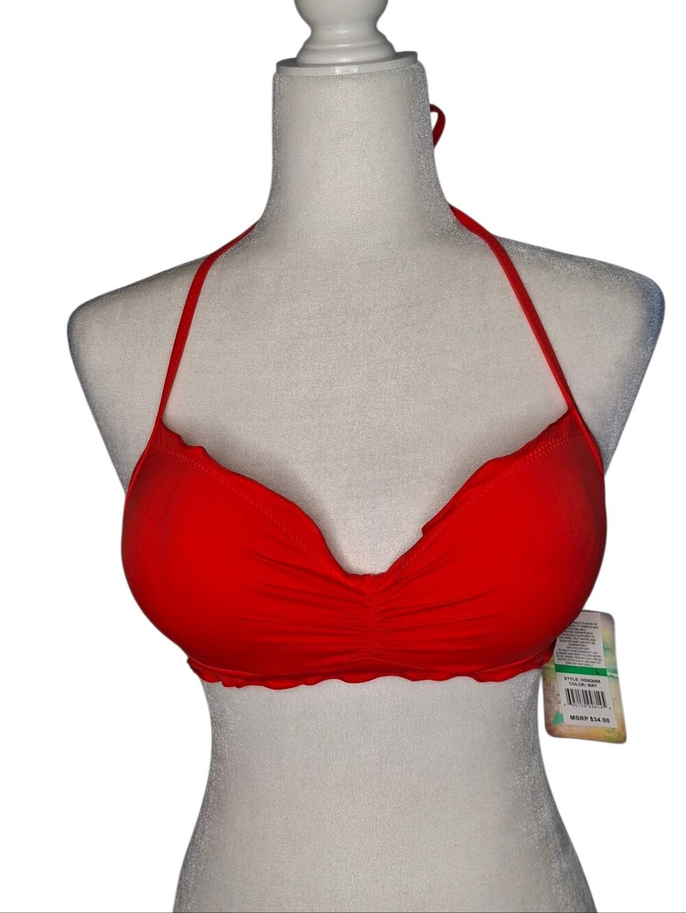 Hobie Women's Ruffled Solids PushUp Underwire Bikini Top Coral Color Size Large